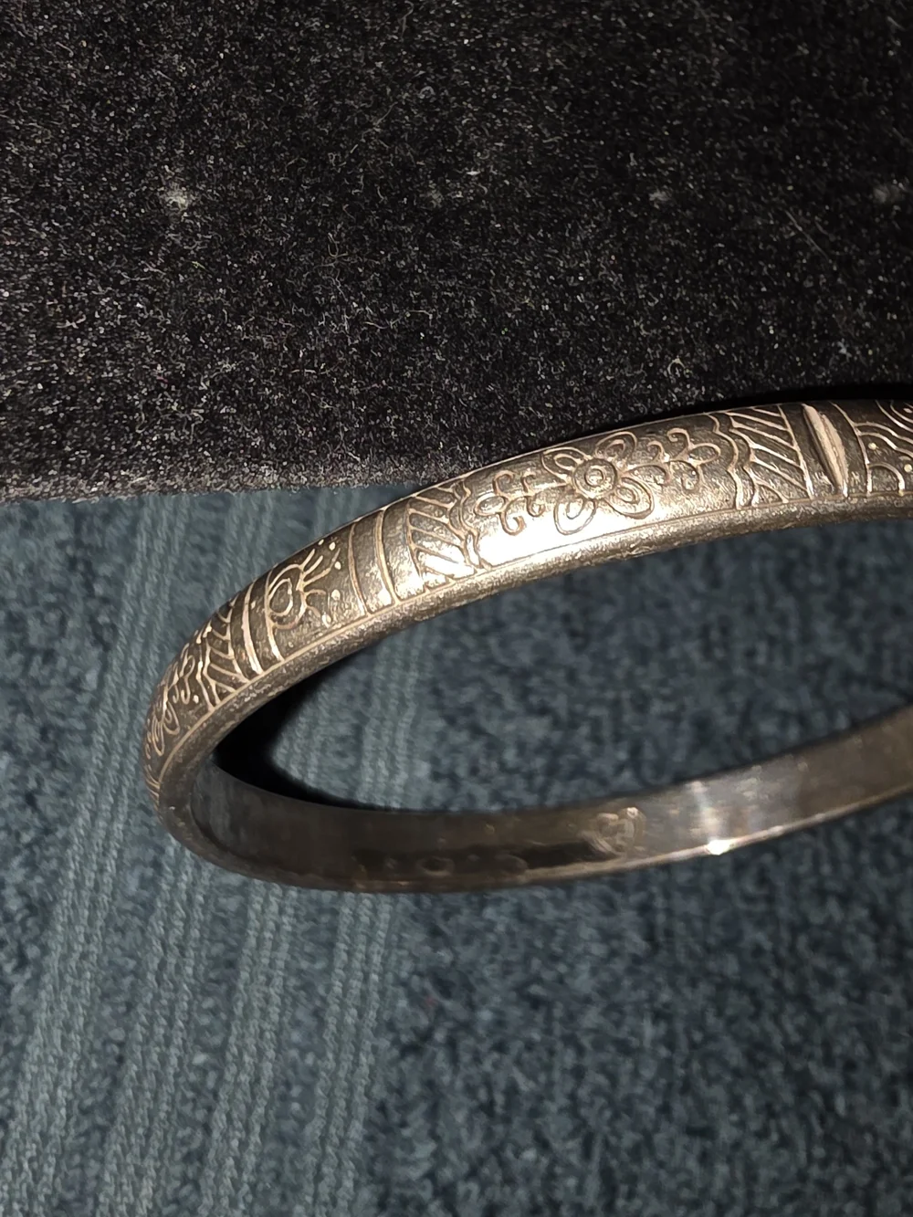 Brighton Engraved Floral Silver Bangle Bracelet